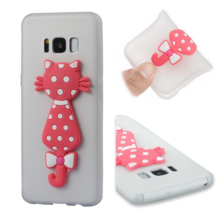 Cute 3D Cat TPU Soft Phone Case for Samsung Galaxy S8 SM-G950 - White-1