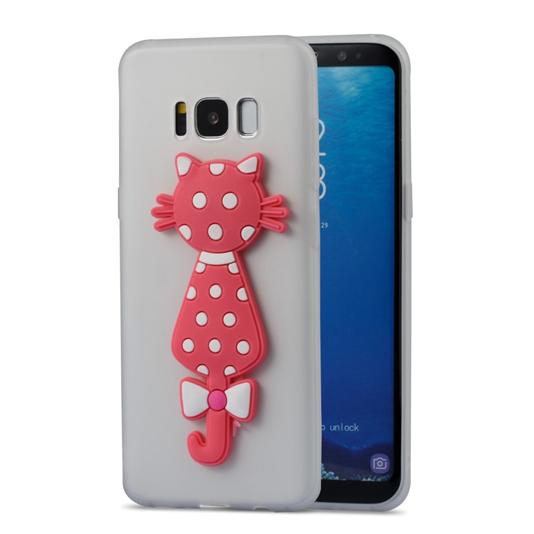Cute 3D Cat TPU Soft Phone Case for Samsung Galaxy S8 SM-G950 - White-2