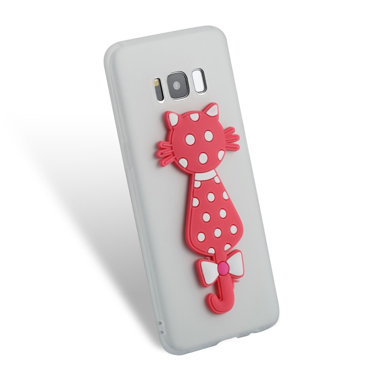 Cute 3D Cat TPU Soft Phone Case for Samsung Galaxy S8 SM-G950 - White-3