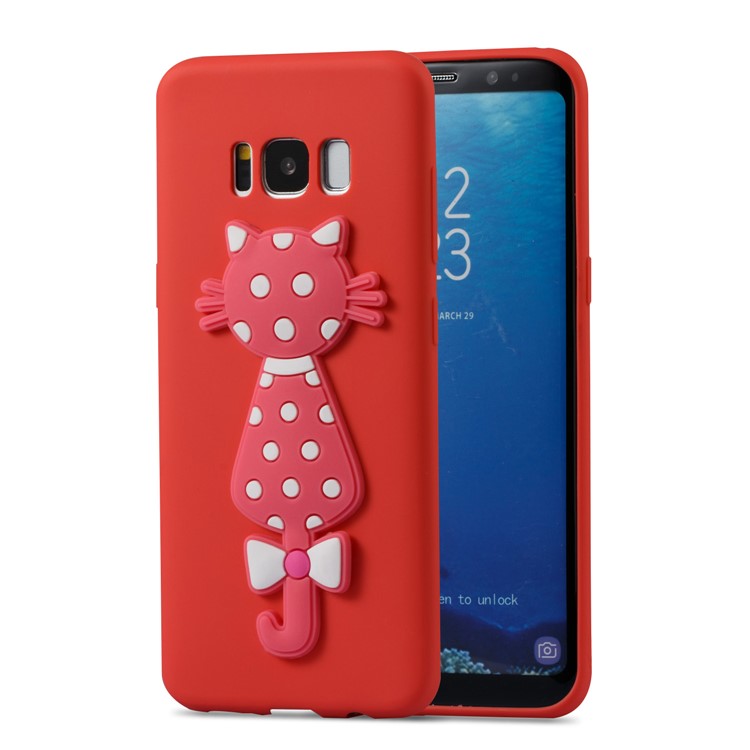 Cute 3D Cat TPU Soft Phone Cover for Samsung Galaxy S8 SM-G950 - Red-2