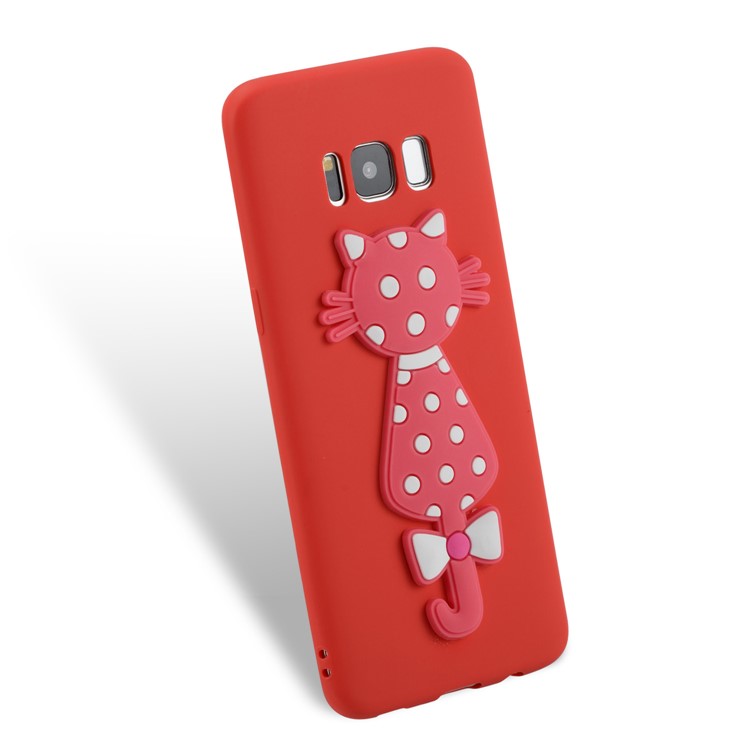 Cute 3D Cat TPU Soft Phone Cover for Samsung Galaxy S8 SM-G950 - Red-3