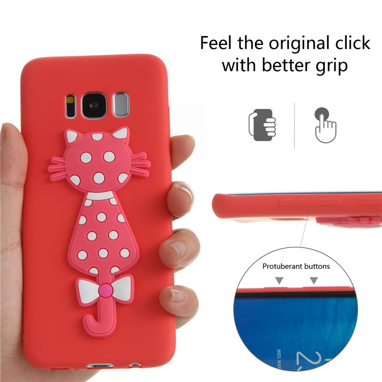 Cute 3D Cat TPU Soft Phone Cover for Samsung Galaxy S8 SM-G950 - Red-6