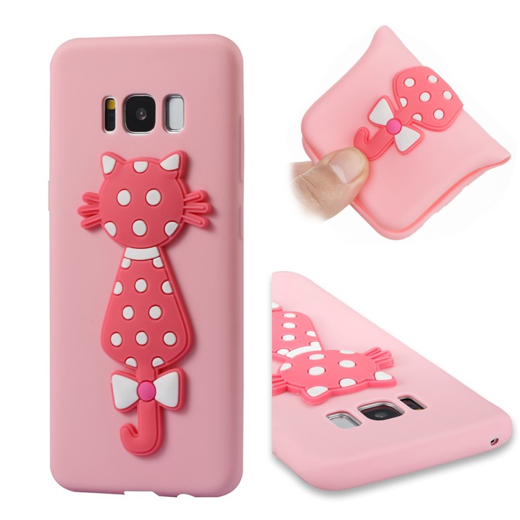 Cute 3D Cat TPU Soft Phone Casing Cover for Samsung Galaxy S8 SM-G950 - Pink-1