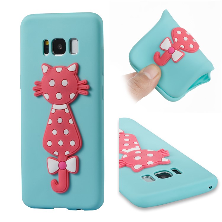 Cute 3D Cat TPU Soft Phone Shell for Samsung Galaxy S8 SM-G950 - Baby Blue-1