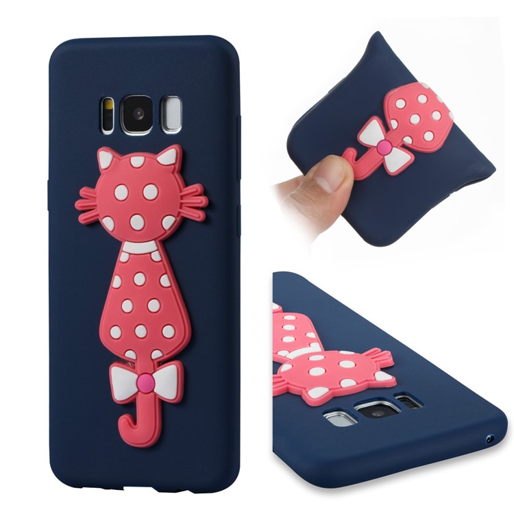 Cute 3D Cat TPU Soft Phone Accessory Case for Samsung Galaxy S8 SM-G950 - Dark Blue-1
