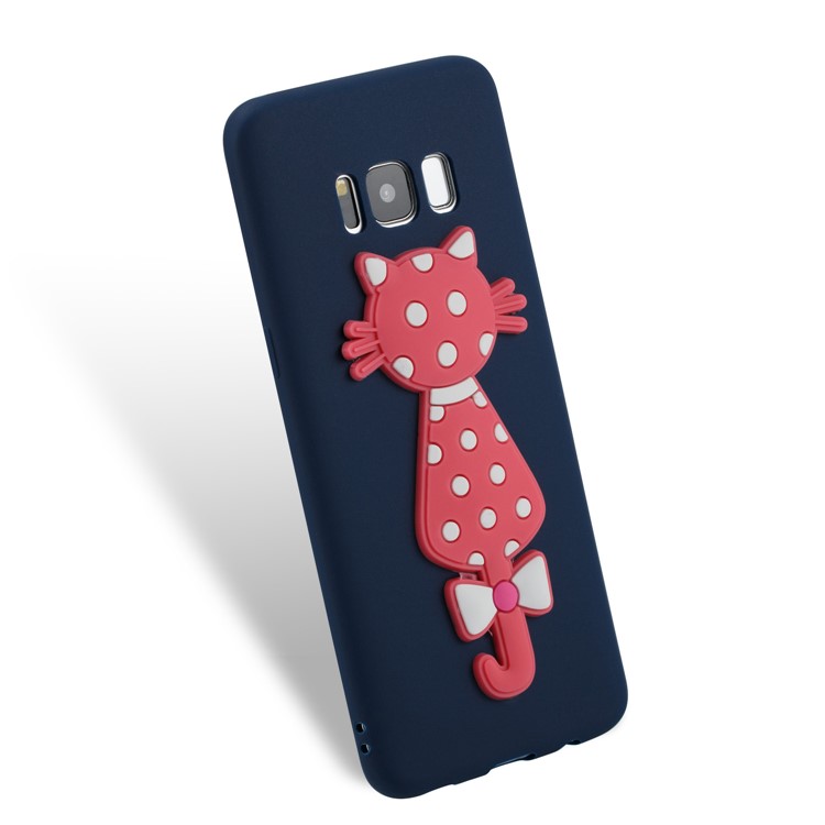 Cute 3D Cat TPU Soft Phone Accessory Case for Samsung Galaxy S8 SM-G950 - Dark Blue-3