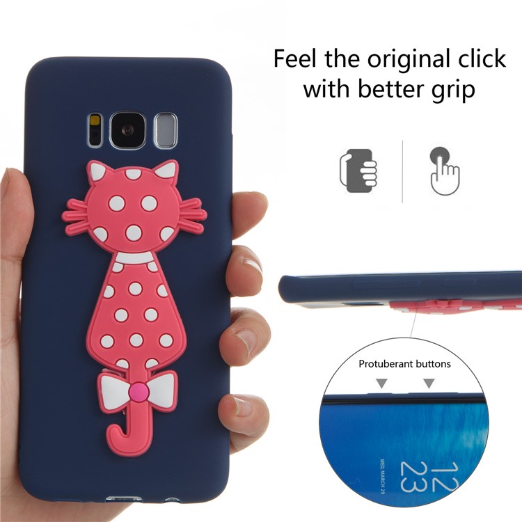 Cute 3D Cat TPU Soft Phone Accessory Case for Samsung Galaxy S8 SM-G950 - Dark Blue-6