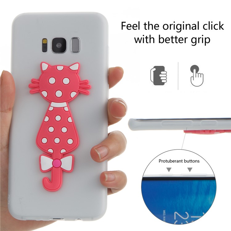 Cute 3D Cat TPU Soft Phone Casing for Samsung Galaxy S8 Plus SM-G955 - White-6