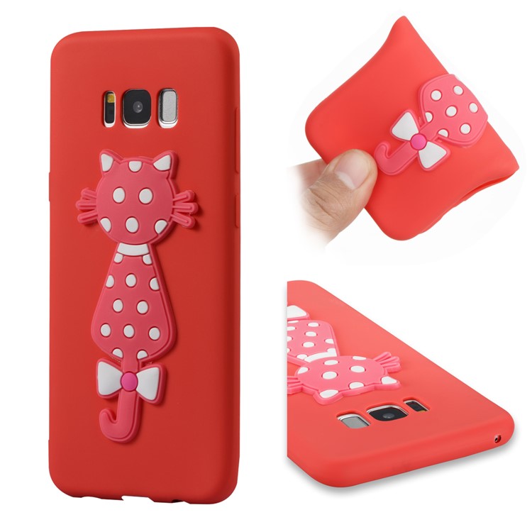 Cute 3D Cat TPU Soft Phone Casing Cover for Samsung Galaxy S8 Plus SM-G955 - Red-1