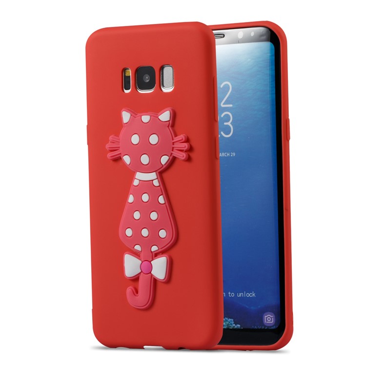 Cute 3D Cat TPU Soft Phone Casing Cover for Samsung Galaxy S8 Plus SM-G955 - Red-2