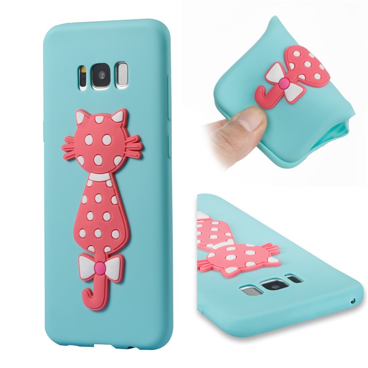 Cute 3D Cat TPU Soft Phone Protection Case for Samsung Galaxy S8 Plus SM-G955 - Baby Blue-1