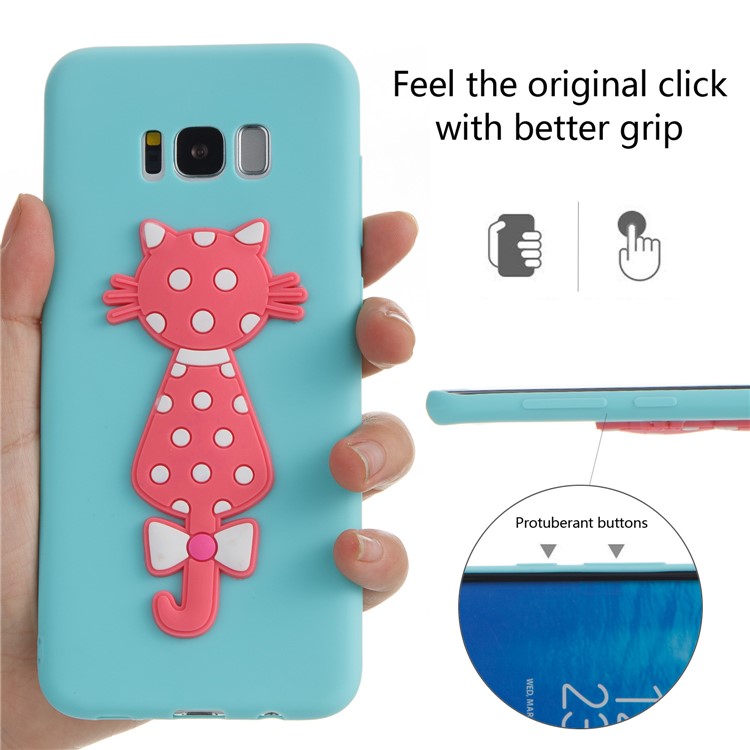 Cute 3D Cat TPU Soft Phone Protection Case for Samsung Galaxy S8 Plus SM-G955 - Baby Blue-6