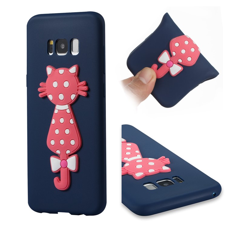 Cute 3D Cat TPU Soft Mobile Case for Samsung Galaxy S8 Plus SM-G955 - Dark Blue-1