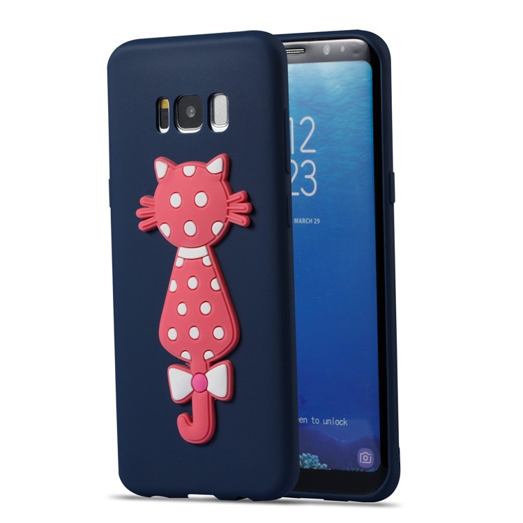 Cute 3D Cat TPU Soft Mobile Case for Samsung Galaxy S8 Plus SM-G955 - Dark Blue-2
