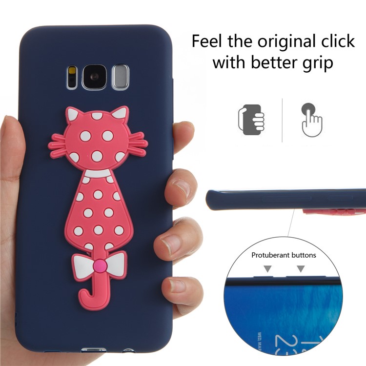 Cute 3D Cat TPU Soft Mobile Case for Samsung Galaxy S8 Plus SM-G955 - Dark Blue-6