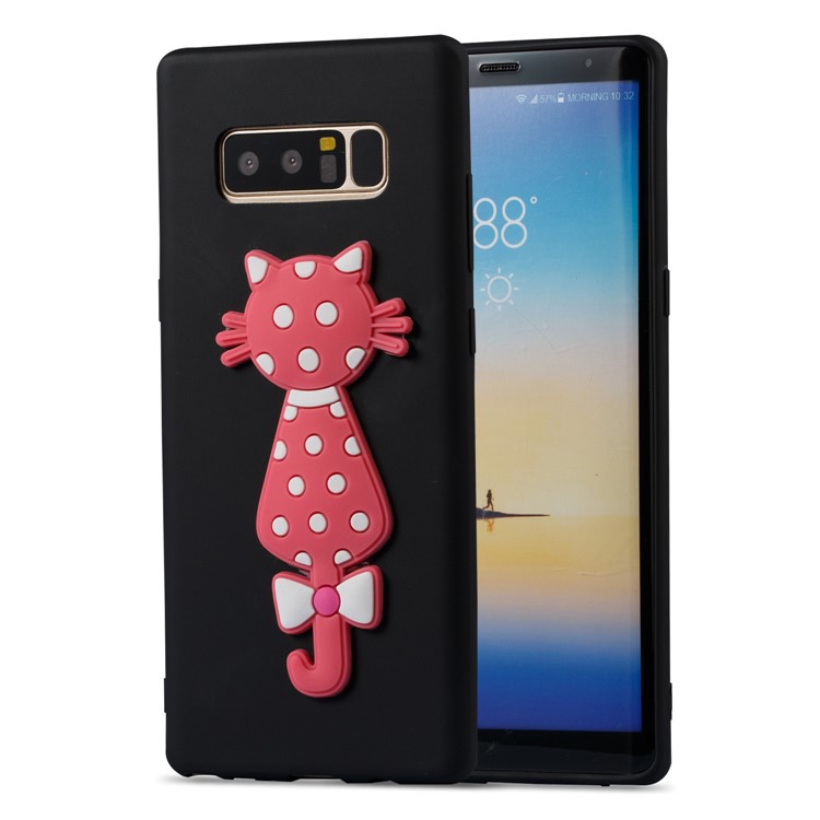 Cute 3D Cat TPU Soft Phone Casing for Samsung Galaxy Note 8 N950 - Black-1