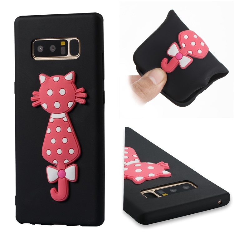 Cute 3D Cat TPU Soft Phone Casing for Samsung Galaxy Note 8 N950 - Black-2