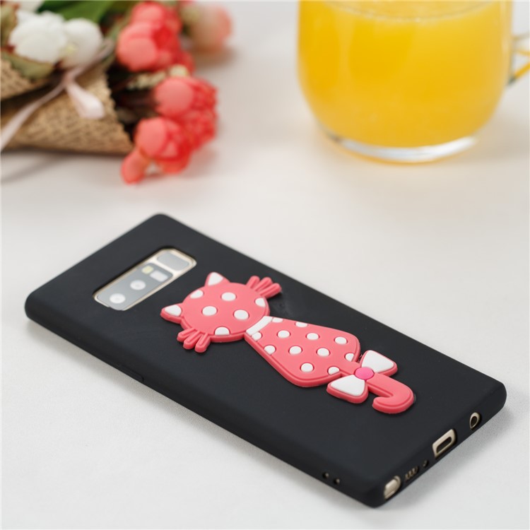 Cute 3D Cat TPU Soft Phone Casing for Samsung Galaxy Note 8 N950 - Black-4