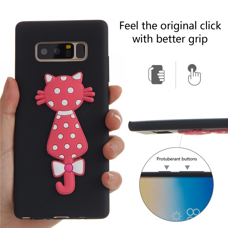 Cute 3D Cat TPU Soft Phone Casing for Samsung Galaxy Note 8 N950 - Black-6