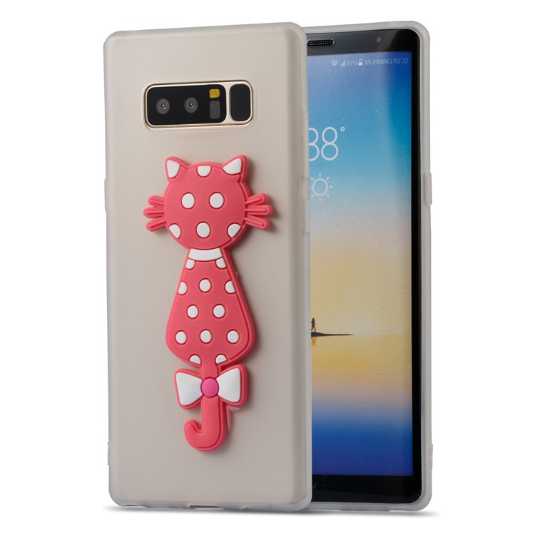 Cute 3D Cat TPU Soft Phone Case for Samsung Galaxy Note 8 N950 - White-1