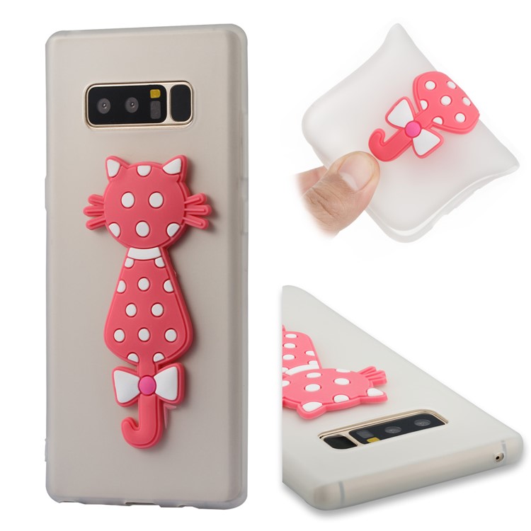 Cute 3D Cat TPU Soft Phone Case for Samsung Galaxy Note 8 N950 - White-2
