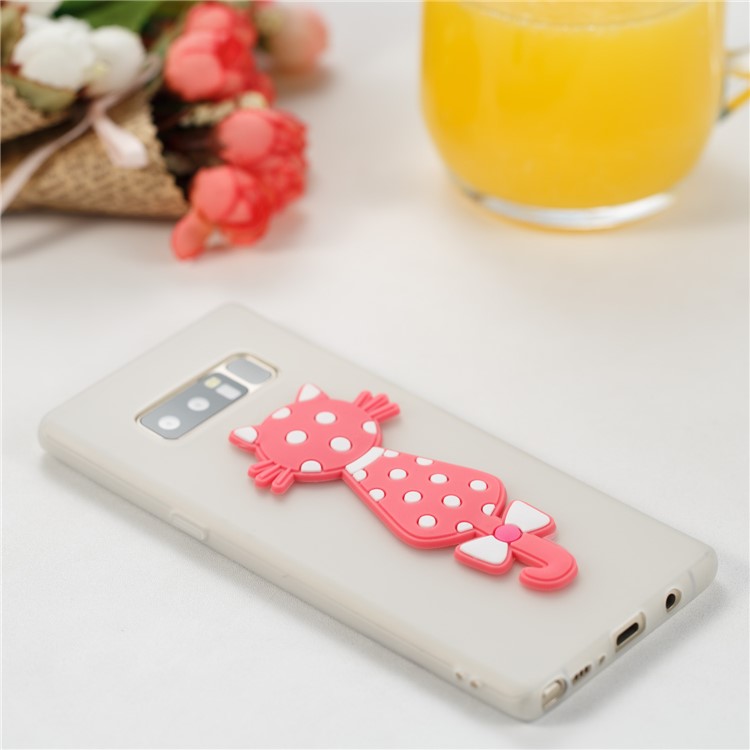 Cute 3D Cat TPU Soft Phone Case for Samsung Galaxy Note 8 N950 - White-4