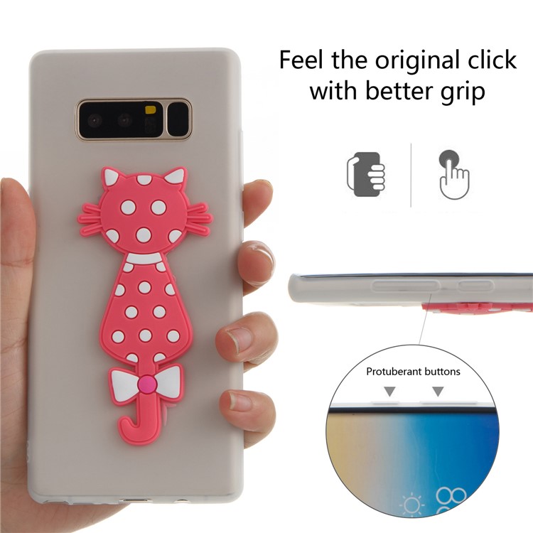 Cute 3D Cat TPU Soft Phone Case for Samsung Galaxy Note 8 N950 - White-6