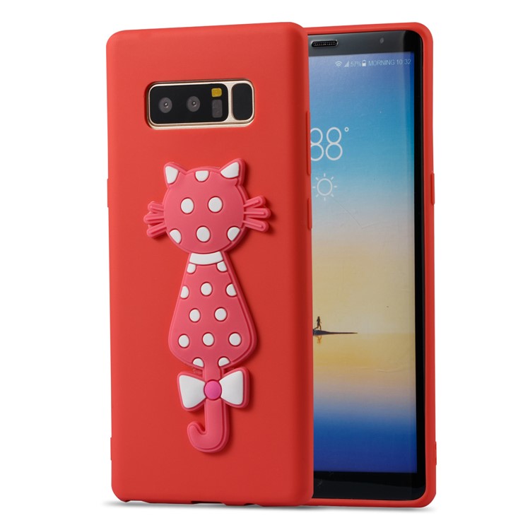 Cute 3D Cat TPU Soft Phone Cover for Samsung Galaxy Note 8 N950 - Red-1
