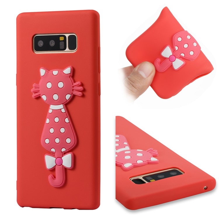 Cute 3D Cat TPU Soft Phone Cover for Samsung Galaxy Note 8 N950 - Red-2