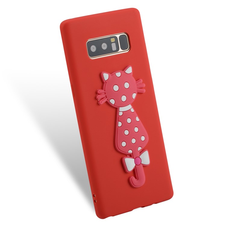 Cute 3D Cat TPU Soft Phone Cover for Samsung Galaxy Note 8 N950 - Red-3
