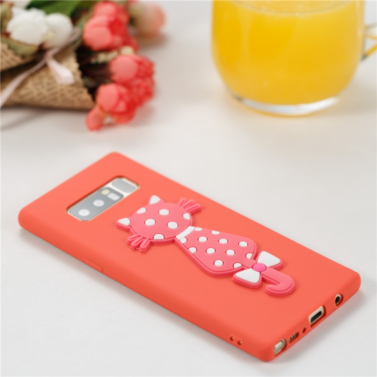 Cute 3D Cat TPU Soft Phone Cover for Samsung Galaxy Note 8 N950 - Red-4