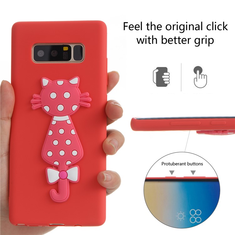 Cute 3D Cat TPU Soft Phone Cover for Samsung Galaxy Note 8 N950 - Red-6