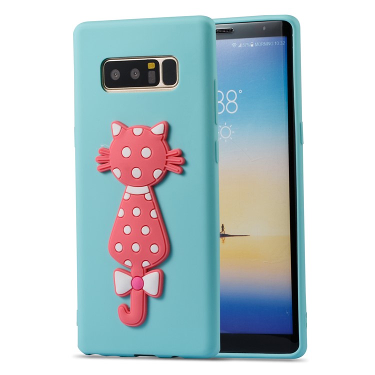 Cute 3D Cat TPU Soft Phone Accessory Cover for Samsung Galaxy Note 8 N950 - Baby Blue-1