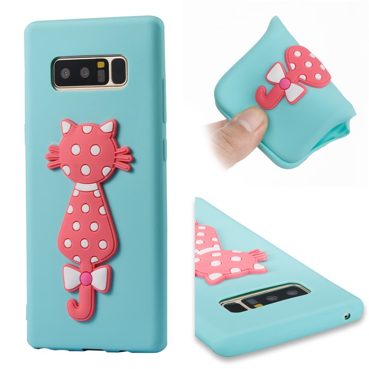 Cute 3D Cat TPU Soft Phone Accessory Cover for Samsung Galaxy Note 8 N950 - Baby Blue-2