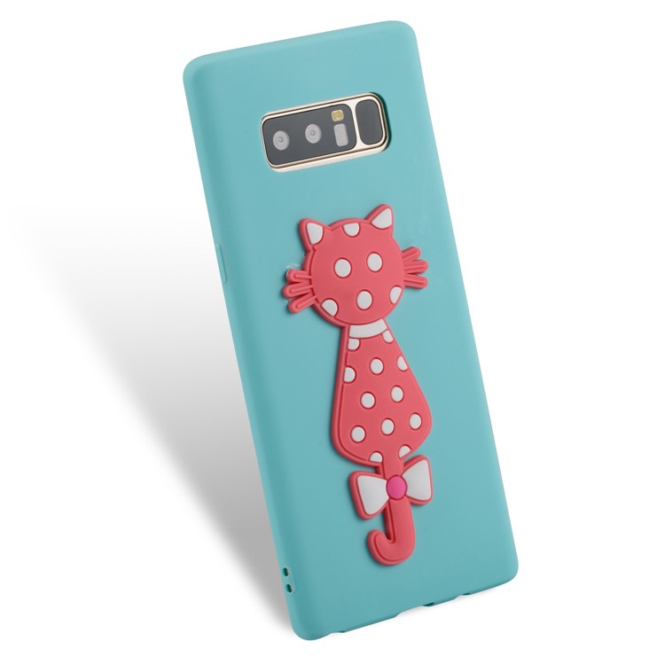 Cute 3D Cat TPU Soft Phone Accessory Cover for Samsung Galaxy Note 8 N950 - Baby Blue-3