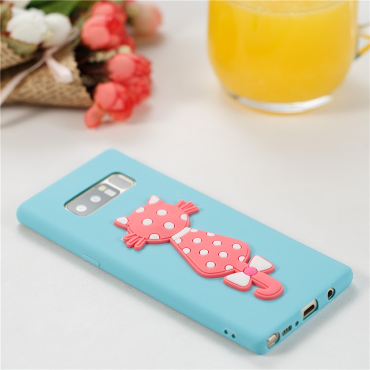 Cute 3D Cat TPU Soft Phone Accessory Cover for Samsung Galaxy Note 8 N950 - Baby Blue-4