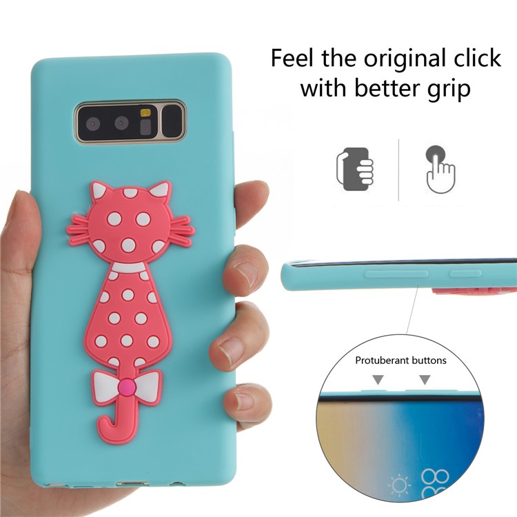 Cute 3D Cat TPU Soft Phone Accessory Cover for Samsung Galaxy Note 8 N950 - Baby Blue-6