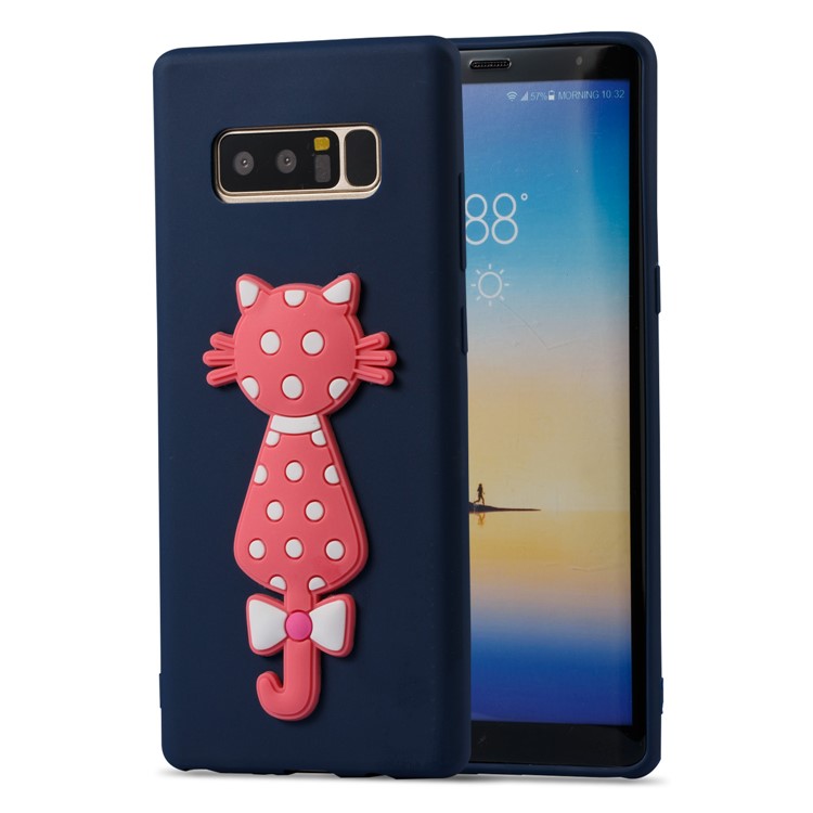 Cute 3D Cat TPU Soft Phone Shell for Samsung Galaxy Note 8 N950 - Dark Blue-1