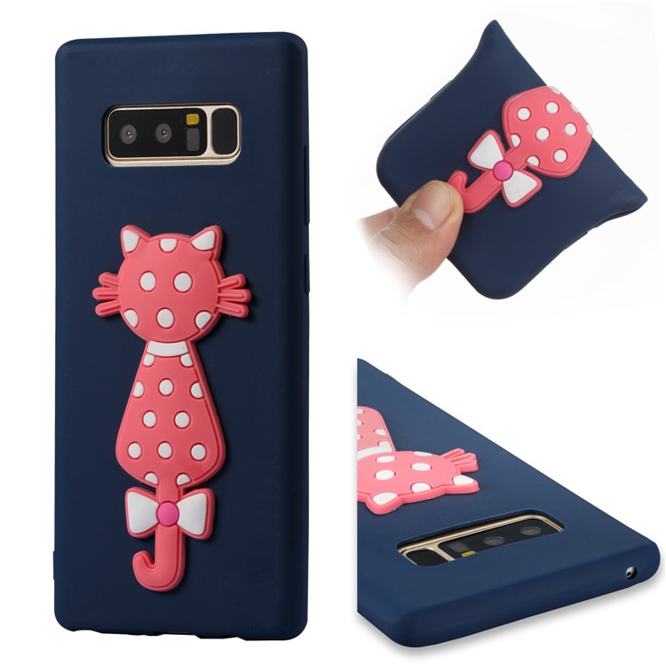 Cute 3D Cat TPU Soft Phone Shell for Samsung Galaxy Note 8 N950 - Dark Blue-2