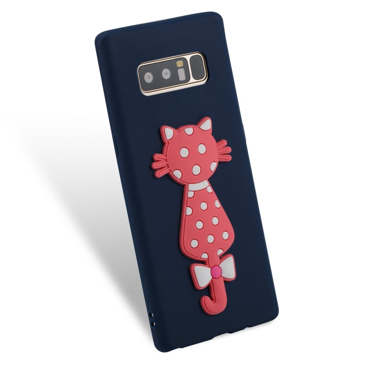 Cute 3D Cat TPU Soft Phone Shell for Samsung Galaxy Note 8 N950 - Dark Blue-3