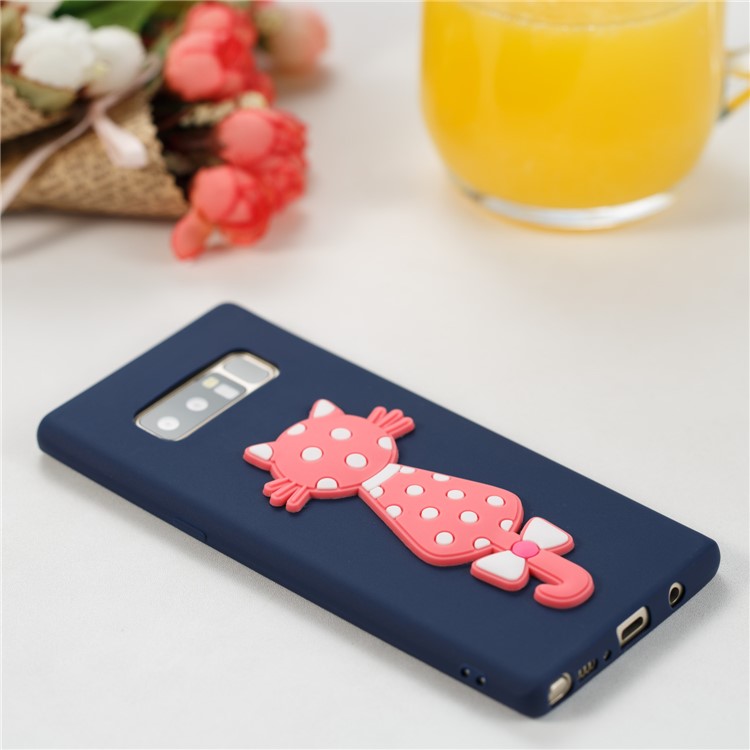 Cute 3D Cat TPU Soft Phone Shell for Samsung Galaxy Note 8 N950 - Dark Blue-4