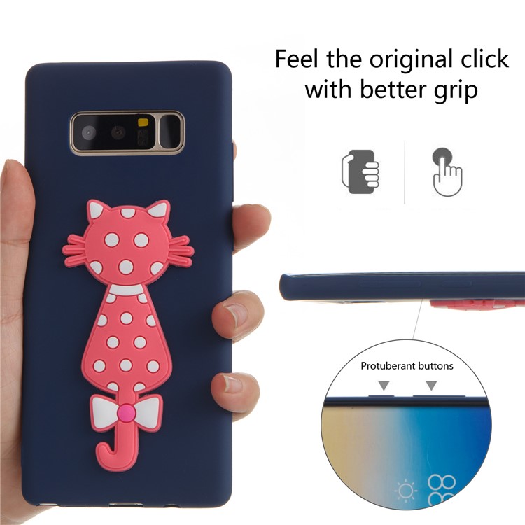 Cute 3D Cat TPU Soft Phone Shell for Samsung Galaxy Note 8 N950 - Dark Blue-6