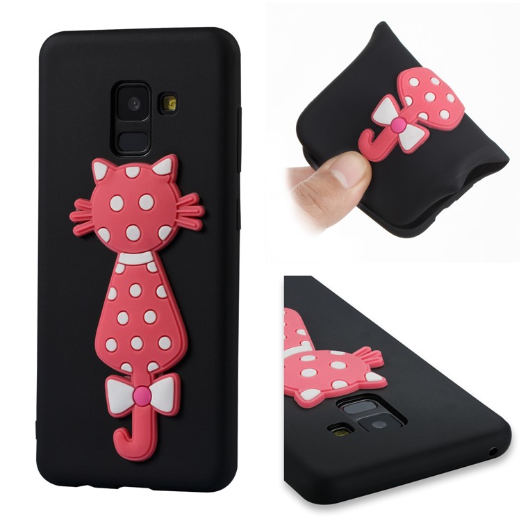 Cute 3D Cat TPU Soft Phone Case for Samsung Galaxy A8 (2018) - Black-2