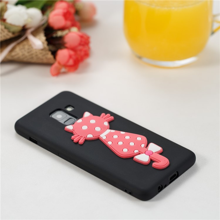 Cute 3D Cat TPU Soft Phone Case for Samsung Galaxy A8 (2018) - Black-4
