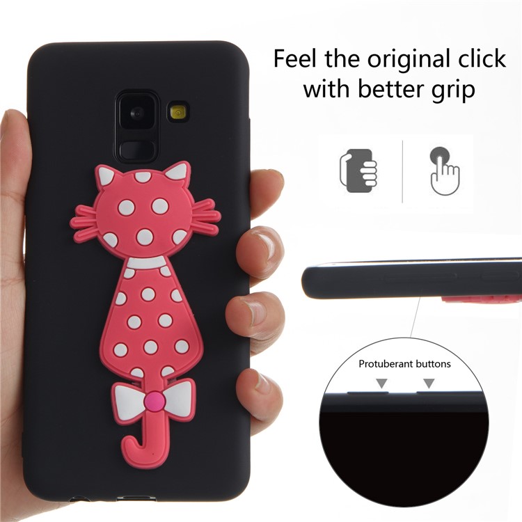 Cute 3D Cat TPU Soft Phone Case for Samsung Galaxy A8 (2018) - Black-6