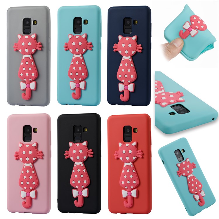 Cute 3D Cat TPU Soft Phone Case for Samsung Galaxy A8 (2018) - Black-7