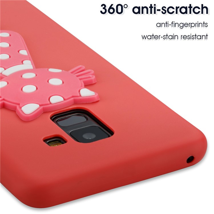 Cute 3D Cat TPU Soft Phone Cover for Samsung Galaxy A8 (2018) - Red-5
