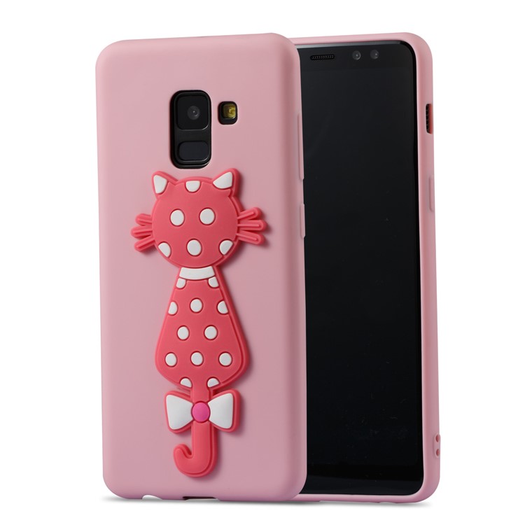 Cute 3D Cat TPU Soft Phone Shell for Samsung Galaxy A8 (2018) - Pink-1