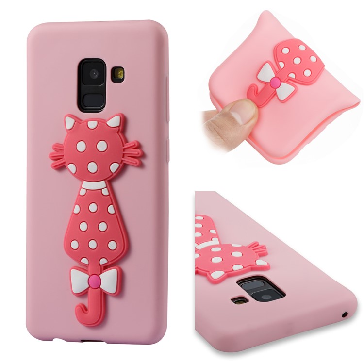 Cute 3D Cat TPU Soft Phone Shell for Samsung Galaxy A8 (2018) - Pink-2