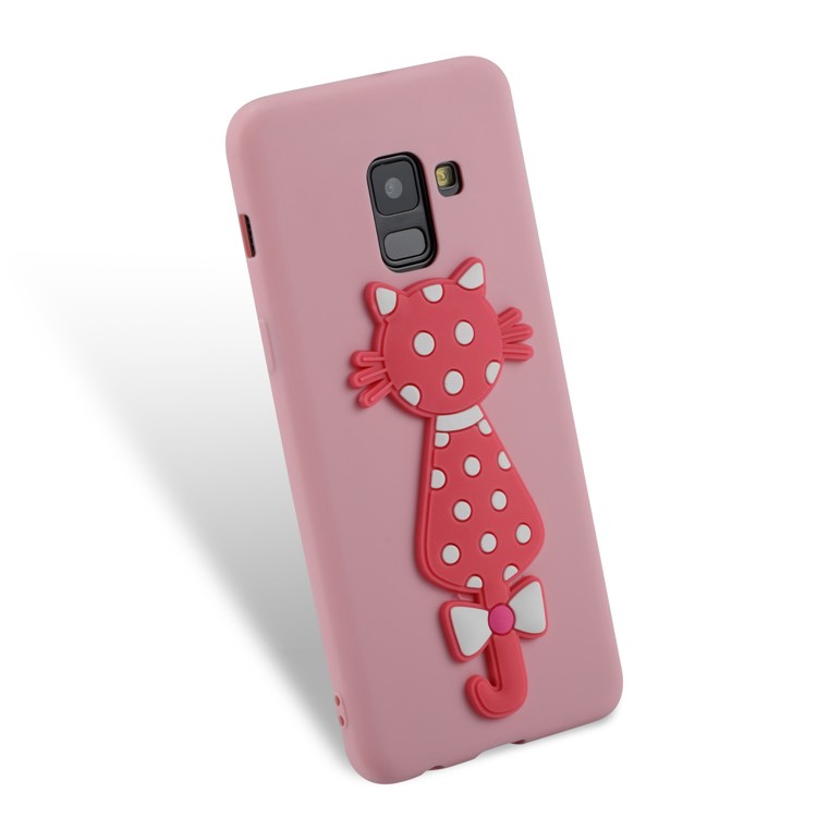 Cute 3D Cat TPU Soft Phone Shell for Samsung Galaxy A8 (2018) - Pink-3